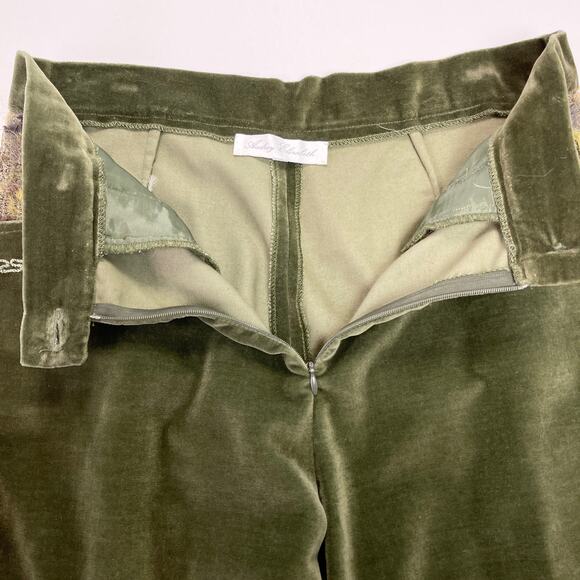 Audrey Elizabeth Velvet Pant Set Womens Medium Patchwork Woodsy Goblincore 70s‎ - Picture 11 of 16